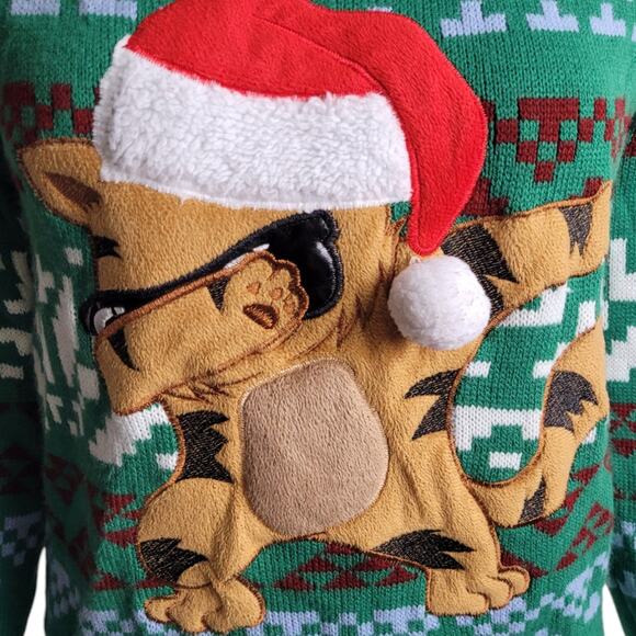 Holiday Time Women's Large Ugly Christmas Cat Sweater XMas Holiday Fair Isle - Picture 3 of 9